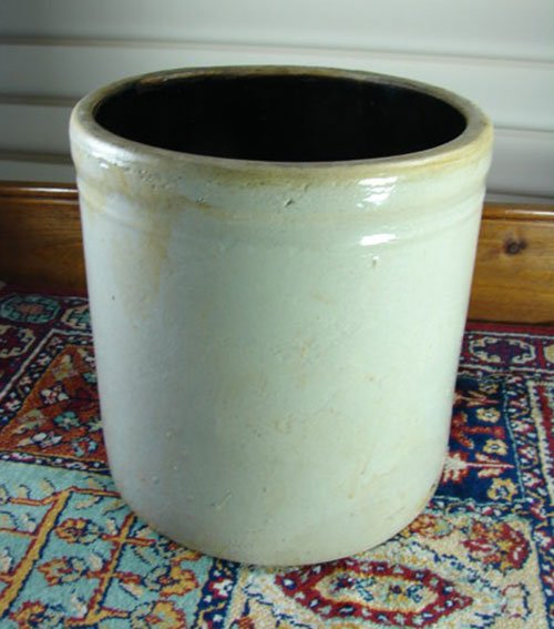 Antique Stoneware Crock. Some glaze flaws. 9 1/2" h - 2