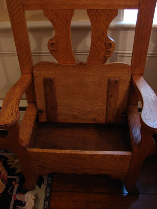Victorian Golden Oak Hall Seat, fancy cast hooks, b - 5