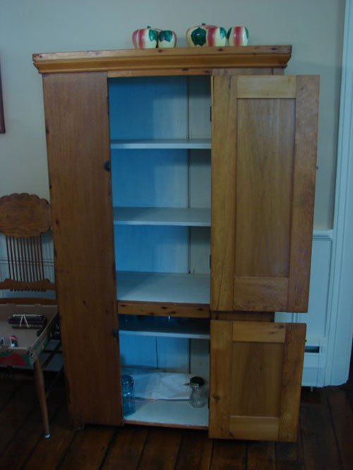 Antique Pine Jelly Cupboard with two raised panel d - 3