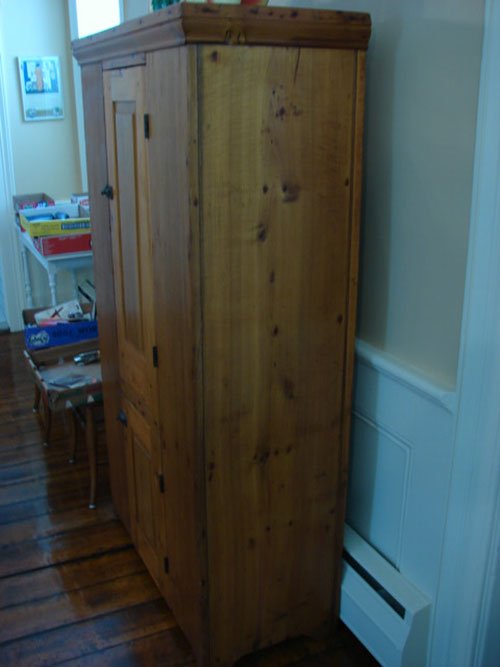 Antique Pine Jelly Cupboard with two raised panel d - 4