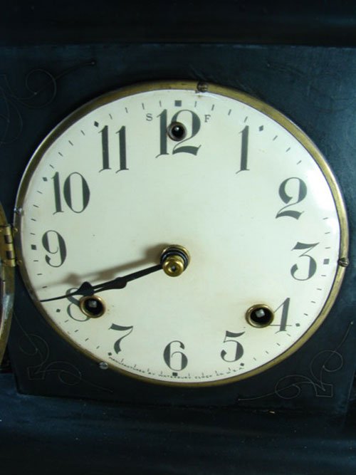 Waterbury Antique Architectural Mantle Clock in fau - 2