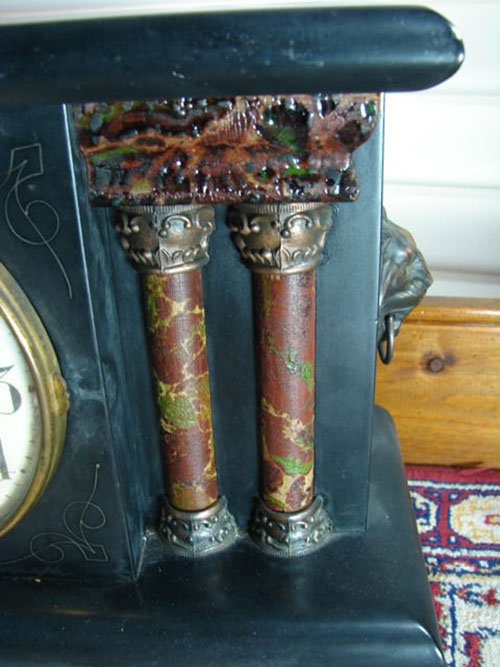 Waterbury Antique Architectural Mantle Clock in fau - 3