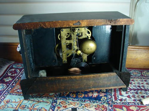 Waterbury Antique Architectural Mantle Clock in fau - 4