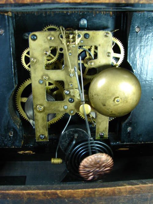 Waterbury Antique Architectural Mantle Clock in fau - 5