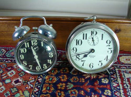 Two Vintage Westclox Alarm Clocks. One chrome, the