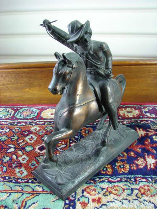 Antique Figural Metal Clock Top Decoration depictin - 2