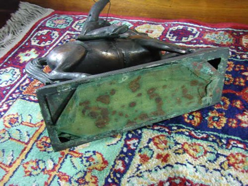 Antique Figural Metal Clock Top Decoration depictin - 4