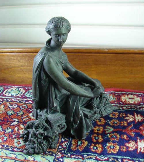 Antique Figural Patinated Metal Clock Top Decoratio - 2