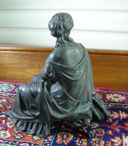 Antique Figural Patinated Metal Clock Top Decoratio - 3