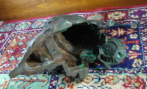 Antique Figural Patinated Metal Clock Top Decoratio - 4