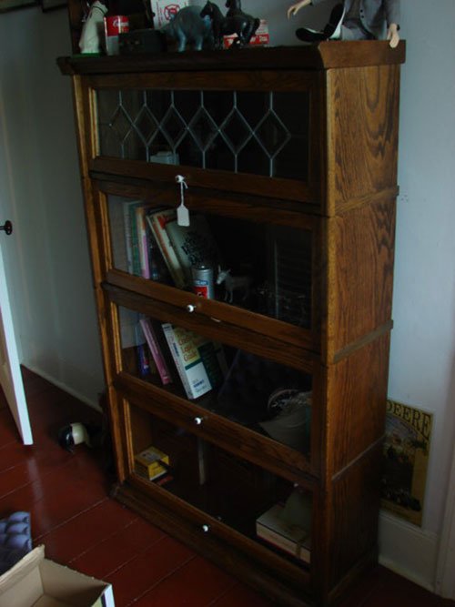 Oak Barrister's / Lawyer's Type Bookcase. Leaded gl