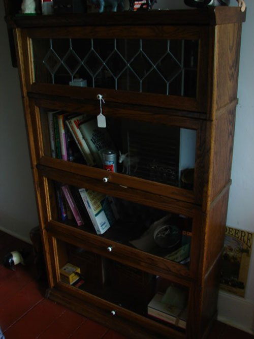 Oak Barrister's / Lawyer's Type Bookcase. Leaded gl - 2