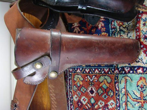 Two Vintage Leather Pistol Holsters. Waist type. Br - 2