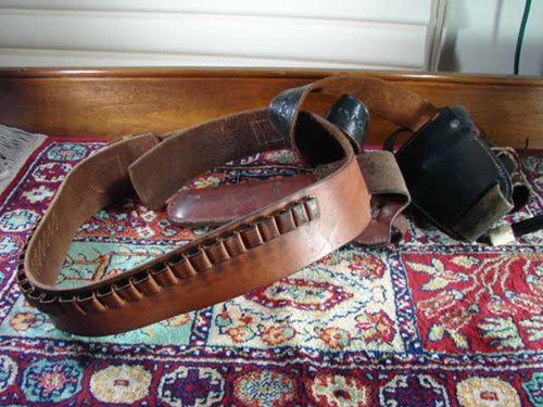 Two Vintage Leather Pistol Holsters. Waist type. Br - 4