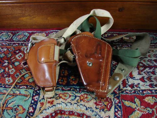Pair of Leather Shoulder Holsters with canvas strap