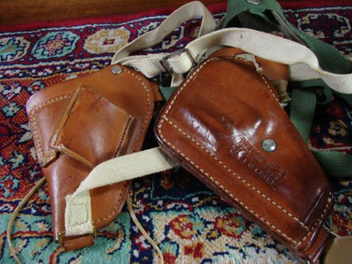 Pair of Leather Shoulder Holsters with canvas strap - 2
