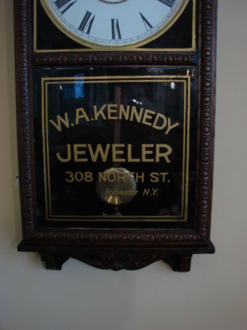 Waterbury Antique Oak Hanging Regulator Clock with - 2