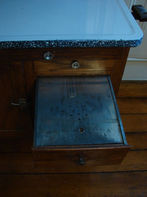 Antique Oak Hoosier Kitchen Cabinet. Complete with - 4
