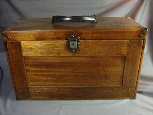 Antique Oak Machinist Cabinet with 5 drawer interi