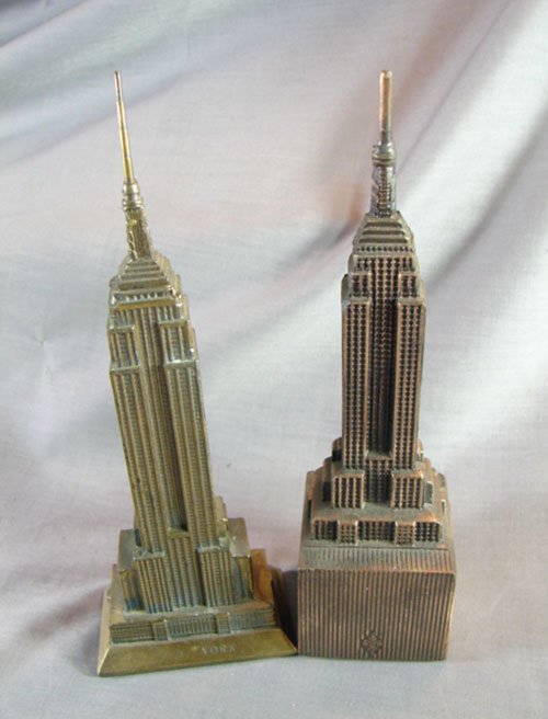 Two Empire State Building Metal Banks. 7 3/4"h x 2 - 4
