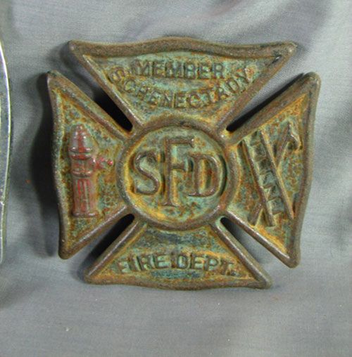 047A: Two Antique Fire Marks including Schenectady F.D. - 2