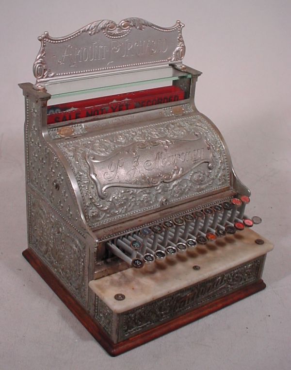 Metal cash register "Amount Purchased" "Cigars -