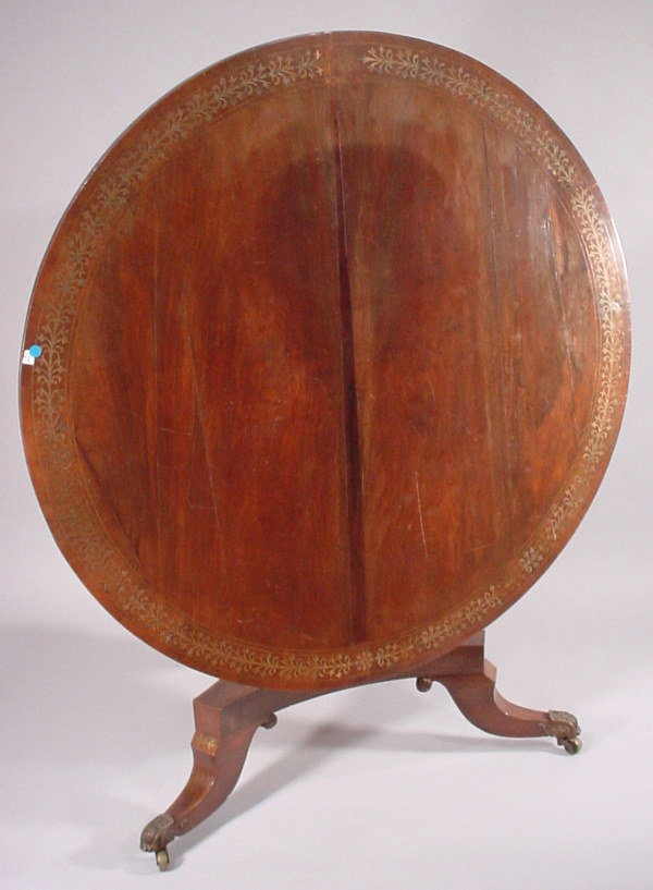 Large Antique Inlaid Mahogany Tilt-Top Breakfast