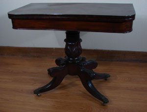 Antique Mahogany Phyfe style Games Table with bra - 2
