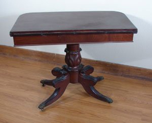 Antique Mahogany Phyfe style Games Table with bra - 4
