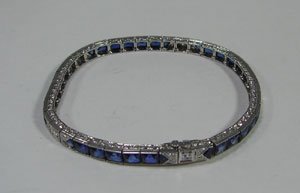 Estate Diamond & Sapphire Bracelet, Art Deco. Set - 2