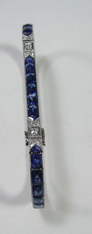 Estate Diamond & Sapphire Bracelet, Art Deco. Set - 3