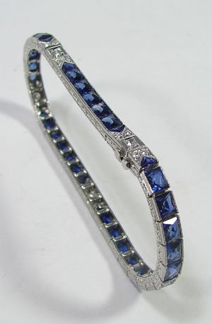 Estate Diamond & Sapphire Bracelet, Art Deco. Set - 4