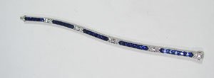 Estate Diamond & Sapphire Bracelet, Art Deco. Set - 5