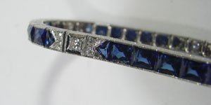 Estate Diamond & Sapphire Bracelet, Art Deco. Set - 7