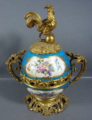 Bronze Mounted Pair Fine Porcelain Mantle Decorat - 2