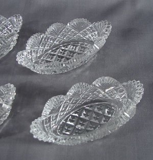 4 ABP Cut Crystal Salt Dips. Minor small rim flak - 2