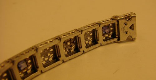 Edwardian 14k White Gold Diamond and Blue Stone Bra - 5