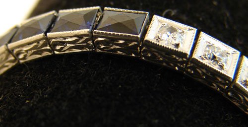 Edwardian 14k White Gold Diamond and Blue Stone Bra - 6