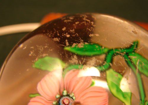 Antique Paperweight with Lampwork Flower and polish - 4