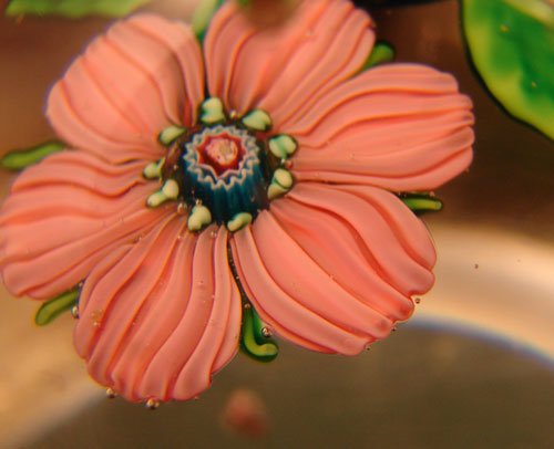 Antique Paperweight with Lampwork Flower and polish - 5