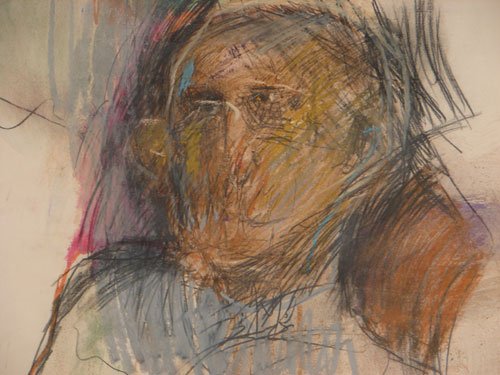 Nathan Oliveira Original Signed Mixed Media Portrai - 2