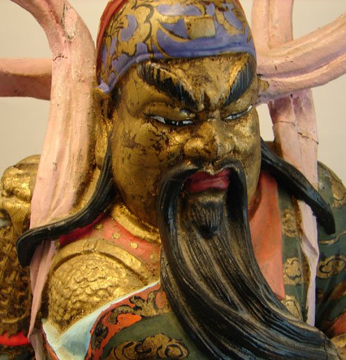 Antique Chinese Polychromed Carved Wooden Figure o - 4