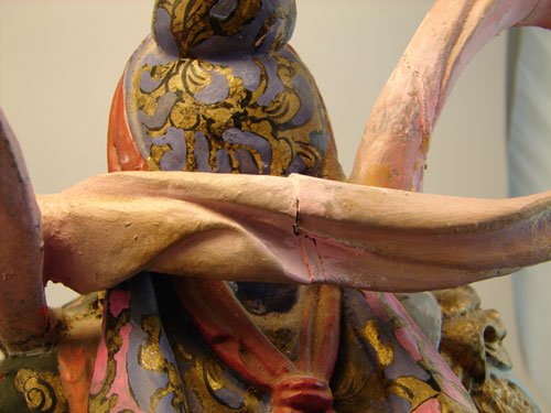 Antique Chinese Polychromed Carved Wooden Figure o - 6