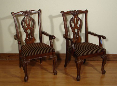Ashley Set of 8 Chippendale Style Hand Carved Dini - 2