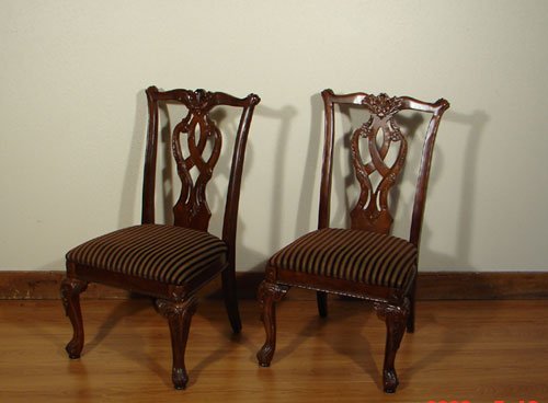 Ashley Set of 8 Chippendale Style Hand Carved Dini - 3