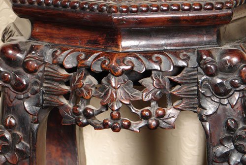 Chinese Teakwood Antique Carved Stand with Inset S - 2