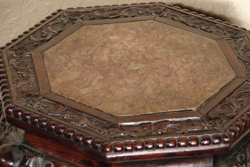 Chinese Teakwood Antique Carved Stand with Inset S - 3