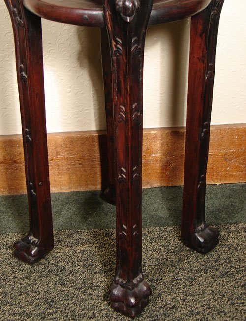 Chinese Teakwood Antique Carved Stand with Inset S - 6