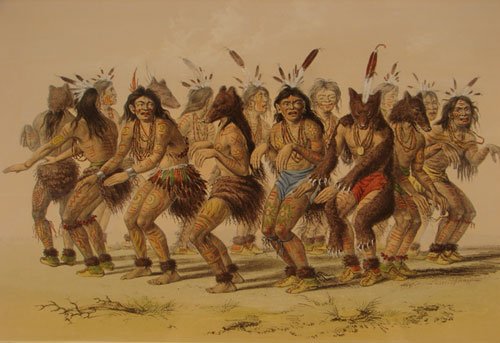 Bear Dance. Hand Colored Lithograph. - 2