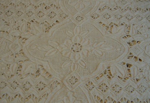 Six Matching Antique Cotton Lace Place Mats - 2